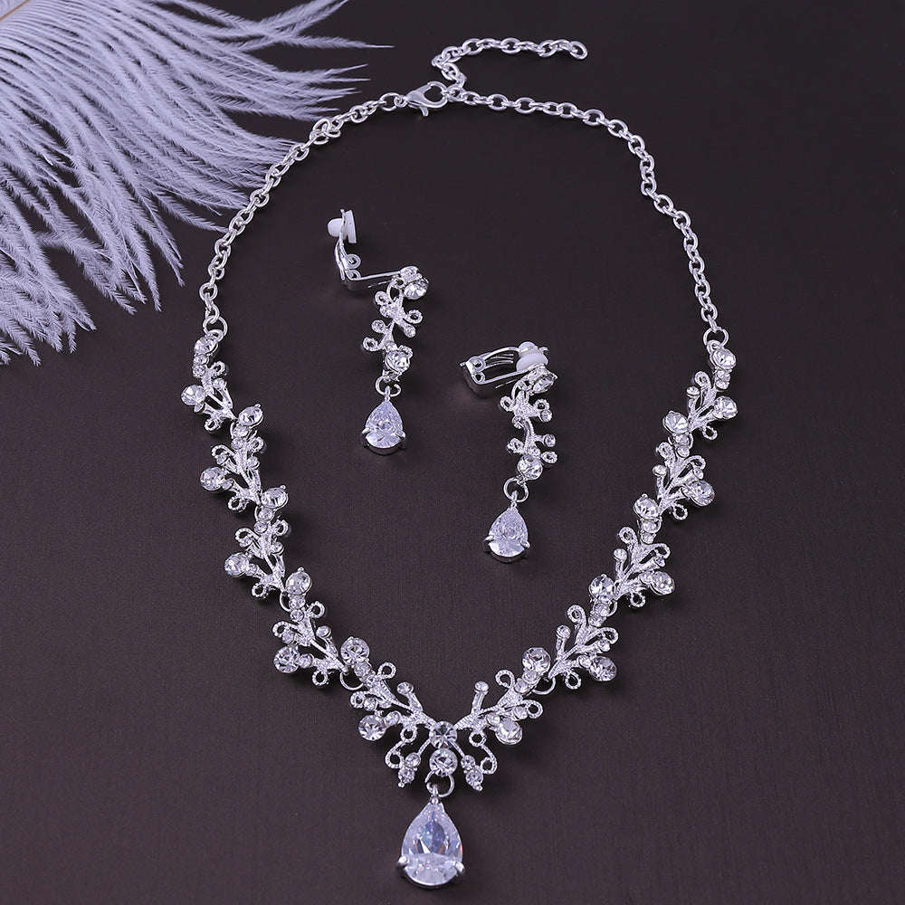 Bridal Rhinestone Zircon Earring Necklace LaDidier Jewelry