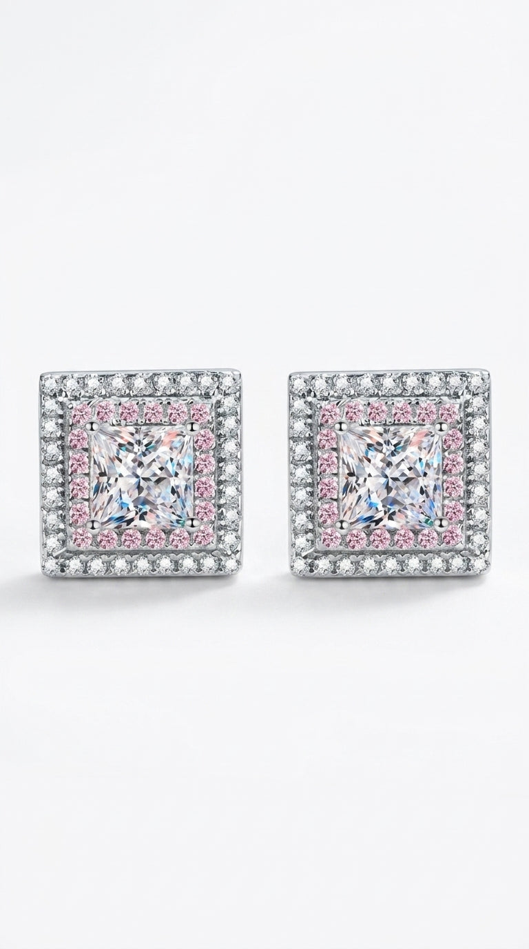 Moissanite Square Stud Earrings