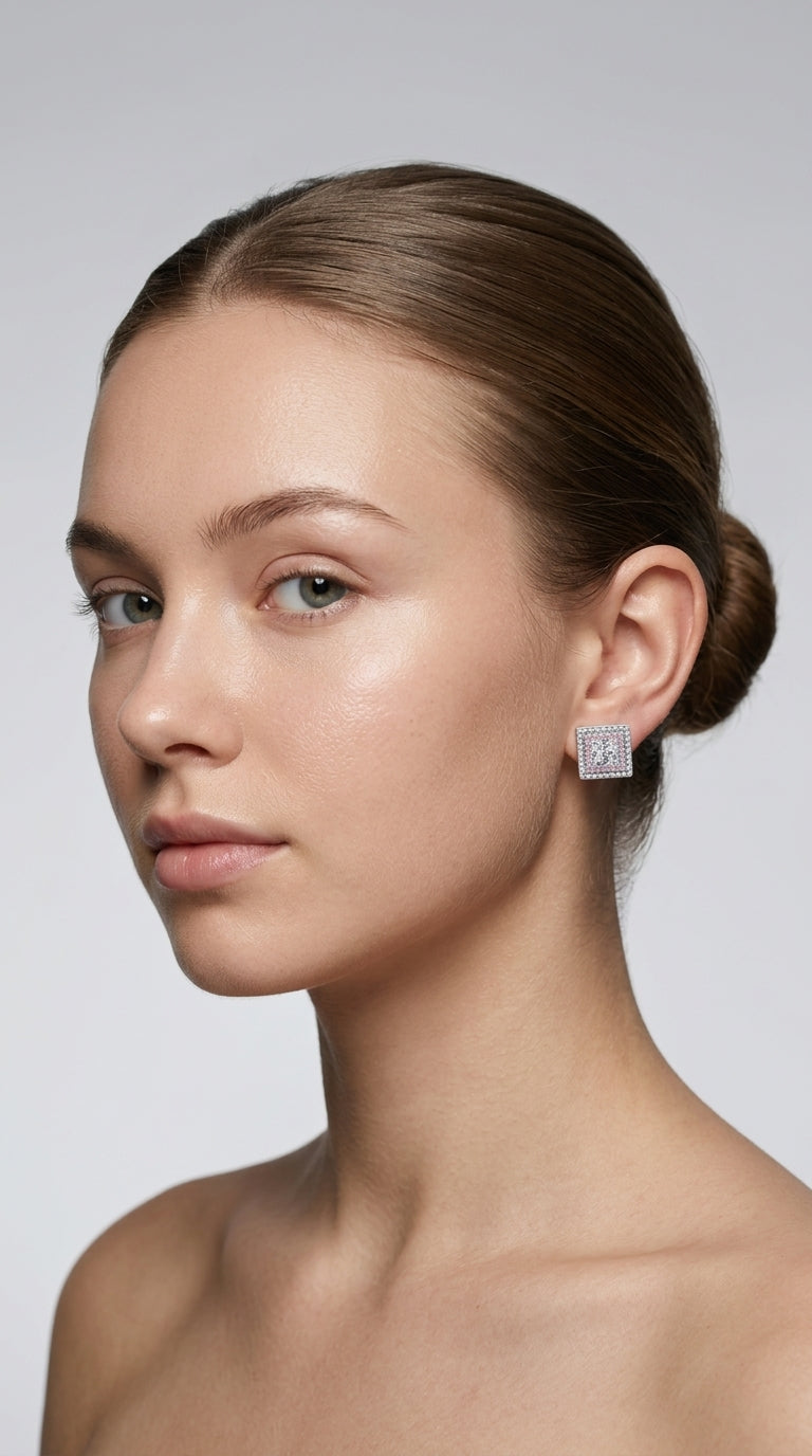 Moissanite Square Stud Earrings