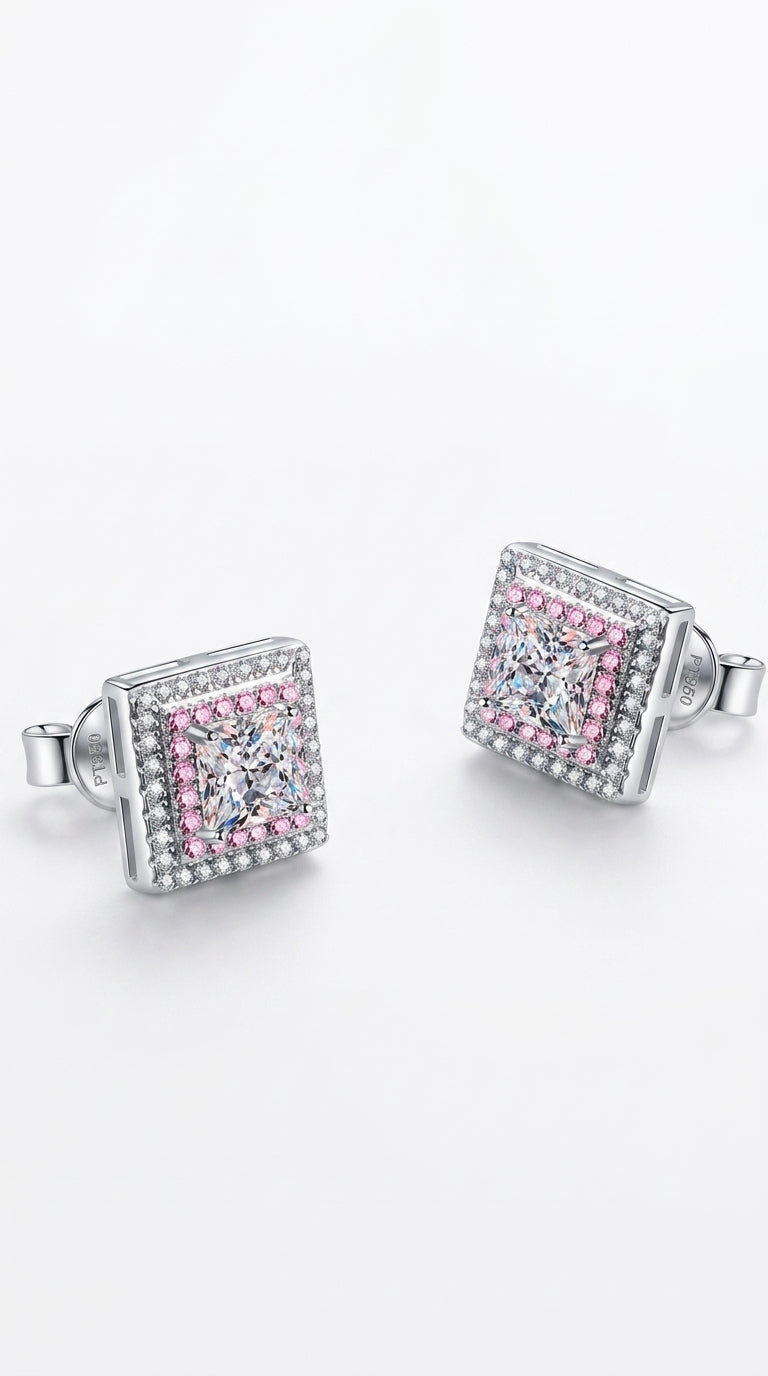 Moissanite Square Stud Earrings