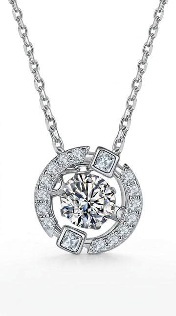 Moissanite Pendant Chain-Link Necklace
