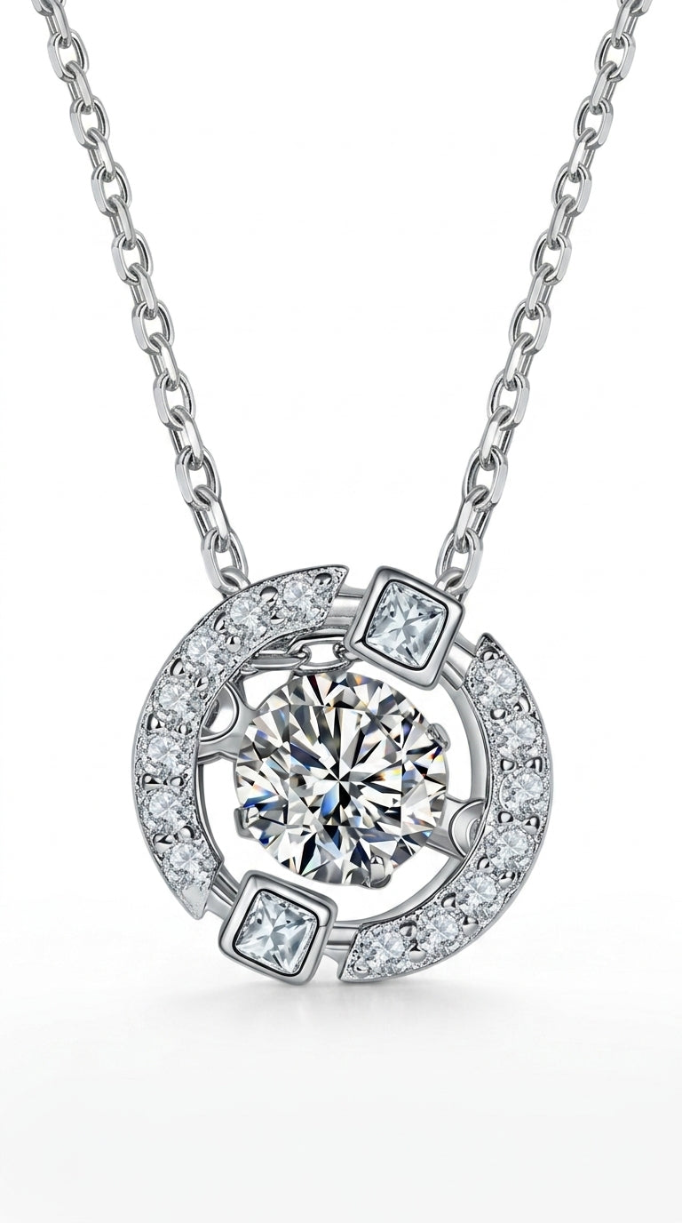 Moissanite Pendant Chain-Link Necklace