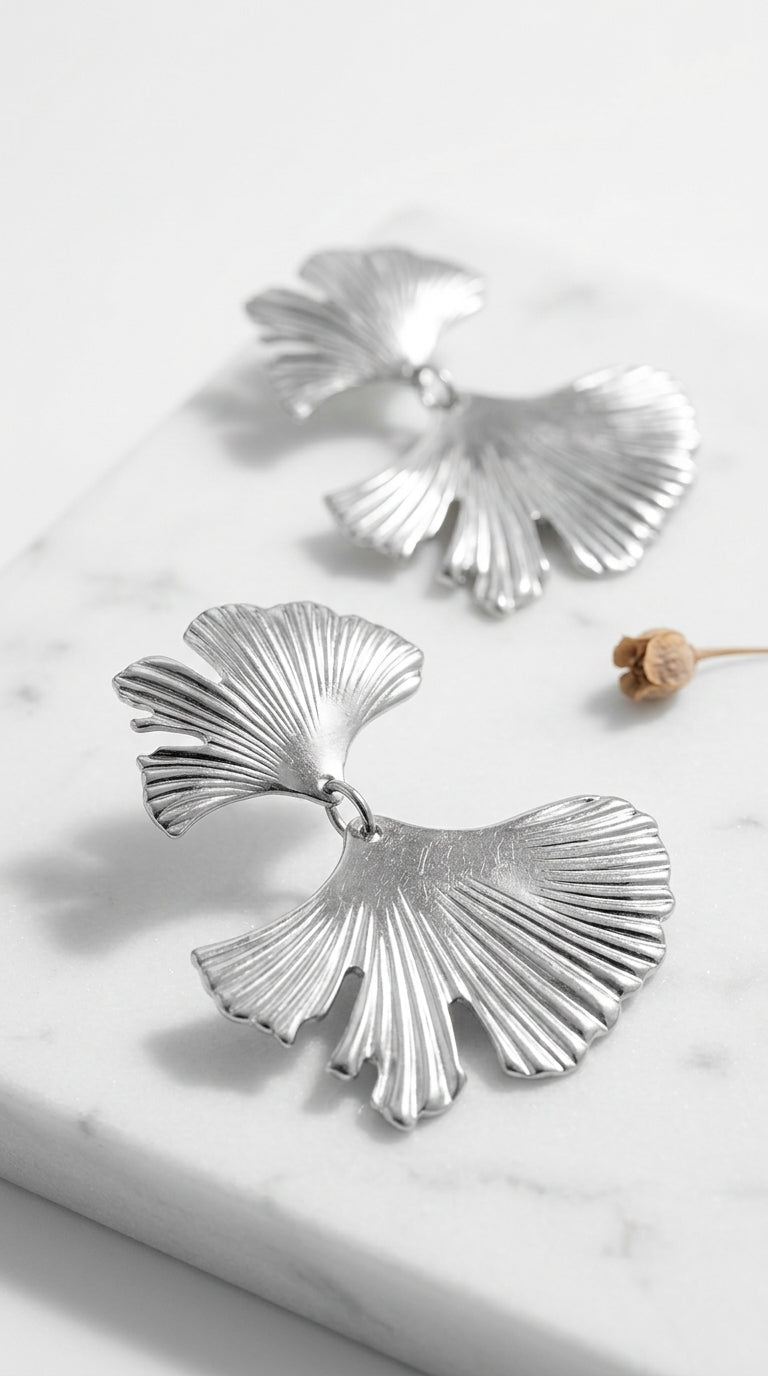 Gold Statement Earrings for Women Large Gold Earrings Gold Flower Earrings Ginkgo Leaf Earrings Summer Beach Party Jewelry for Women