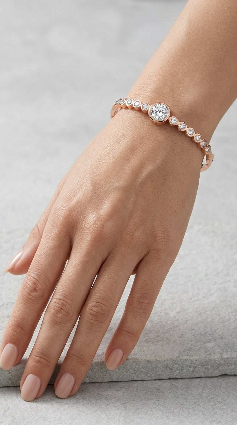 Simple Charms Bracelet For Woman Rose Gold Color With AAA Cubic Zircon Crystal Cut Bracelets Fashion Jewelr