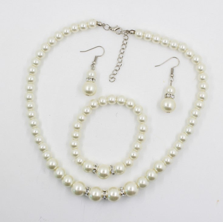 Bridal decorations, wedding jewelry set, pearl necklace, earring, bracelet