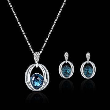 Two Sets of Fashion Inlaid Crystal Bridal Necklace And Earrings LaDidier Jewelry