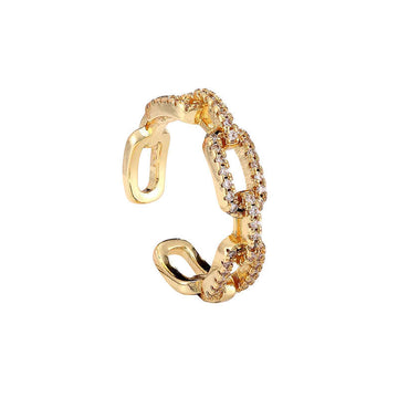 Zircon Chains Encrusted Gold Ladies' Rings
