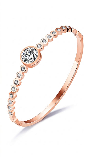 Simple Charms Bracelet For Woman Rose Gold Color With AAA Cubic Zircon Crystal Cut Bracelets Fashion Jewelr
