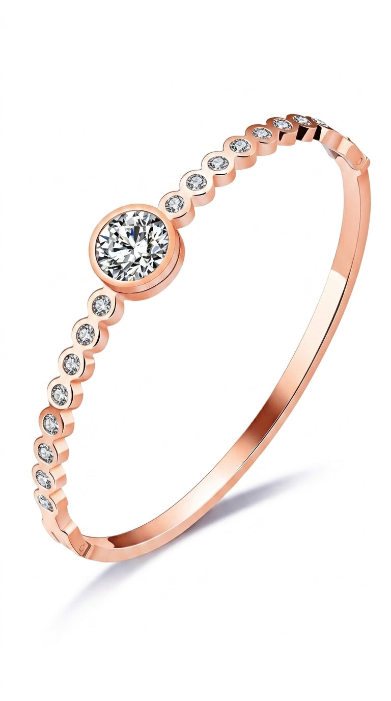 Simple Charms Bracelet For Woman Rose Gold Color With AAA Cubic Zircon Crystal Cut Bracelets Fashion Jewelr