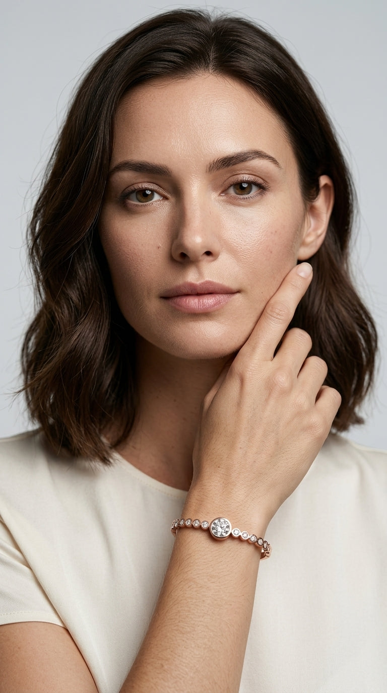 Simple Charms Bracelet For Woman Rose Gold Color With AAA Cubic Zircon Crystal Cut Bracelets Fashion Jewelr