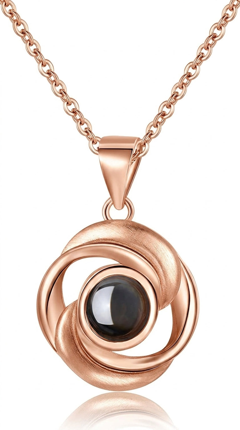 925 Sterling Silver Rose Flower Pendant Necklaces Women Trendy Projection 100 Languages LOVE Necklace Handmade Jewelry