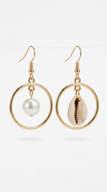 Seashell Earrings Beach Jewelry Drop Earrings (Pair)