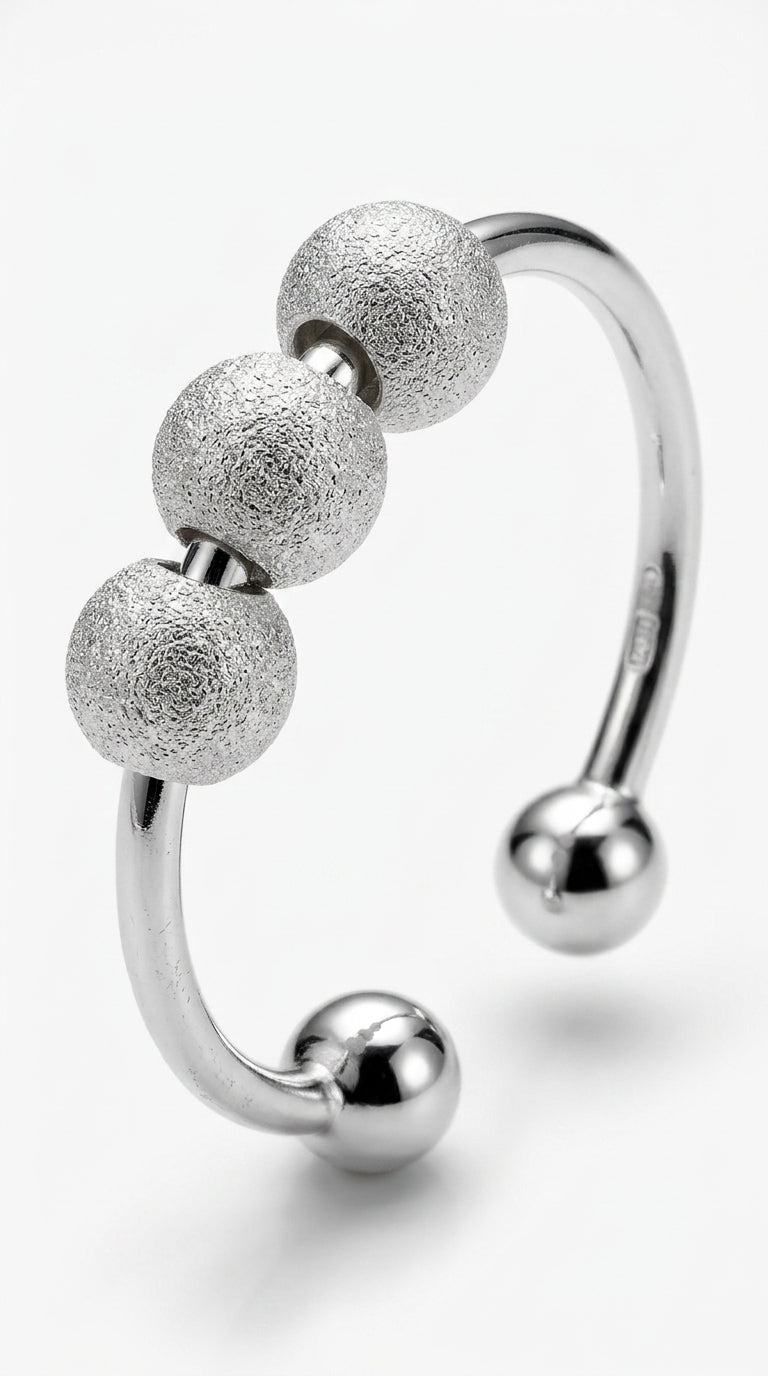 6PCS Anti Anxiety Fidget Ring for Women Open Adjustable Ring CZ Cubic Zirconia Diamond Rings Rotatable Bead Rings Bee Daisy Rings Set for Women Stress Relief