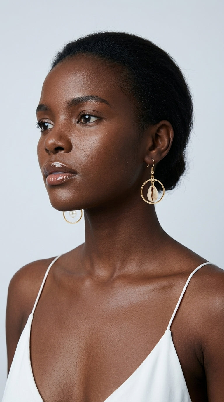 Seashell Earrings Beach Jewelry Drop Earrings (Pair)