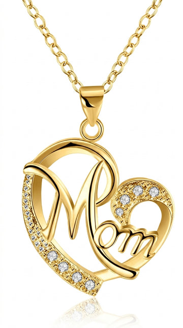 Rhinestone Letter Mom Heart Pendant Necklaces For Mother