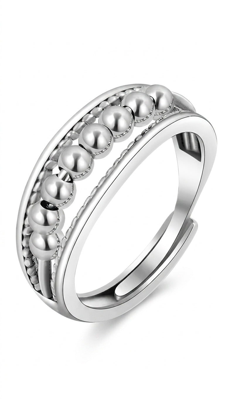 6PCS Anti Anxiety Fidget Ring for Women Open Adjustable Ring CZ Cubic Zirconia Diamond Rings Rotatable Bead Rings Bee Daisy Rings Set for Women Stress Relief