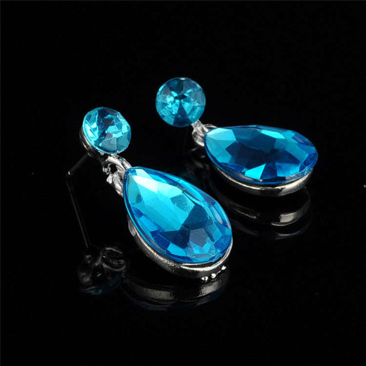 Bride Alloy Diamond Necklace Earrings Set Wedding Jewelry LaDidier Jewelry