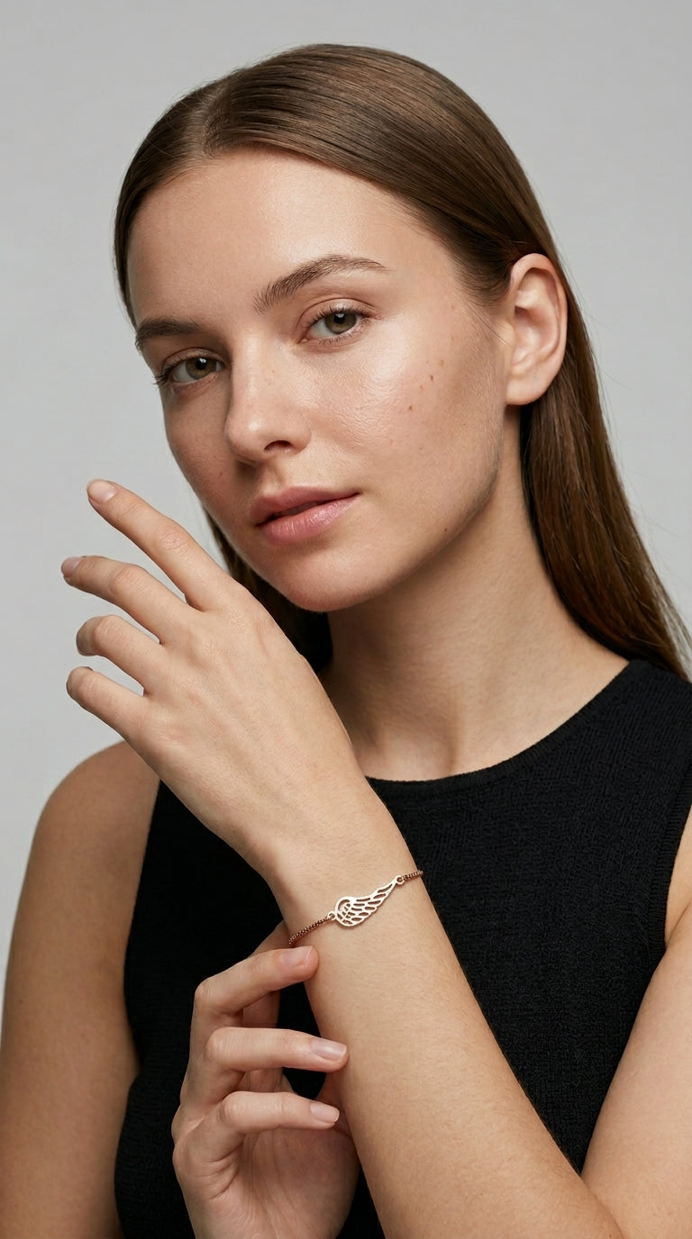 Rose gold feather bracelet