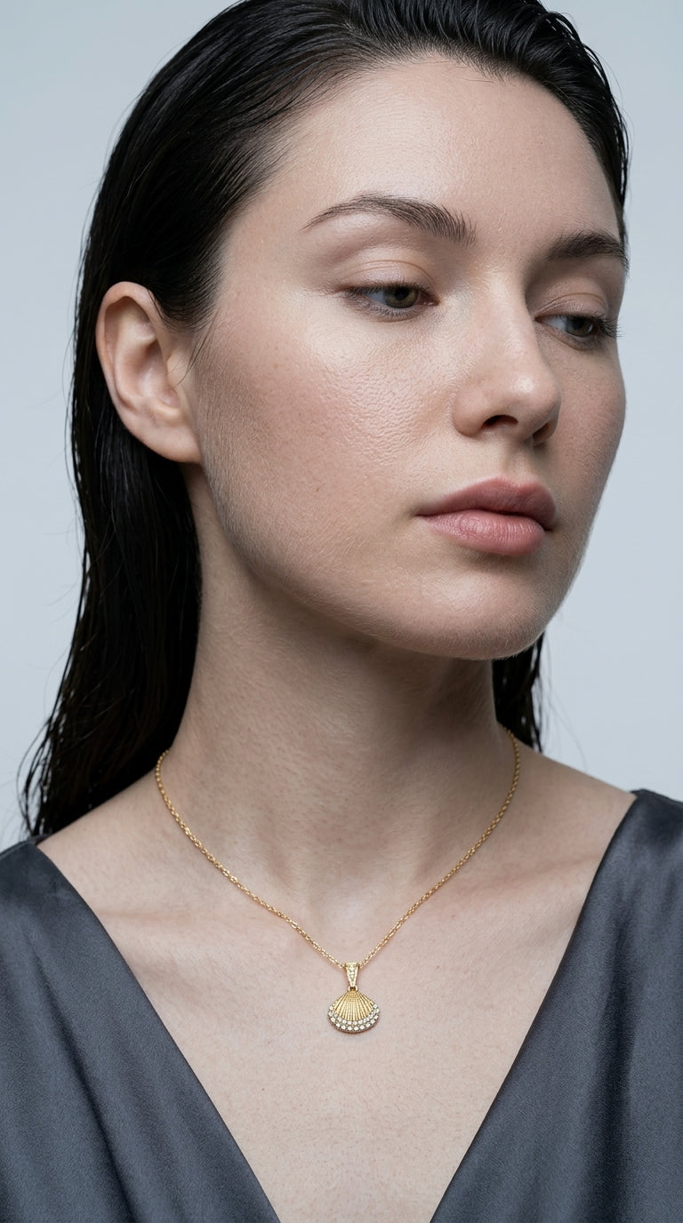 Strong Color Retention 18K Gold Ocean Series Pendant Gold Necklace
