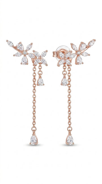 Flower Stud Earrings and Dangle Earrings Set