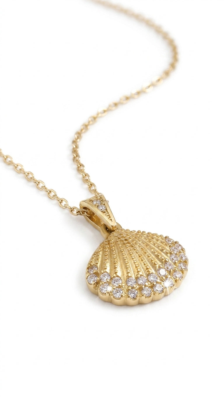 Strong Color Retention 18K Gold Ocean Series Pendant Gold Necklace