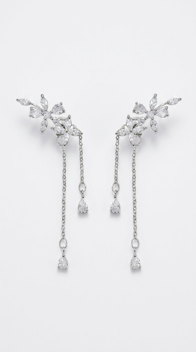 Flower Stud Earrings and Dangle Earrings Set