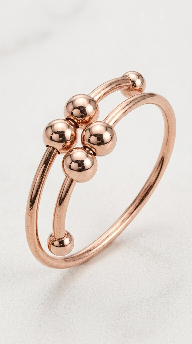 FIBO STEEL 9 Pcs Fidget Anxiety Rings for Women Men Spinner Rings for Anxiety Relieving Stress Open CZ Flower Moon Star Anti Rotatable Rings Adjustable