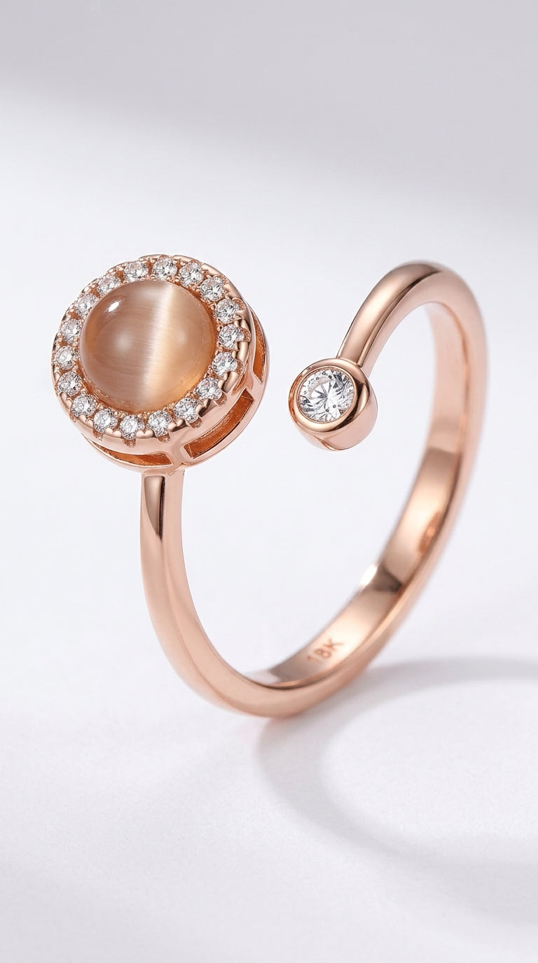FIBO STEEL 9 Pcs Fidget Anxiety Rings for Women Men Spinner Rings for Anxiety Relieving Stress Open CZ Flower Moon Star Anti Rotatable Rings Adjustable