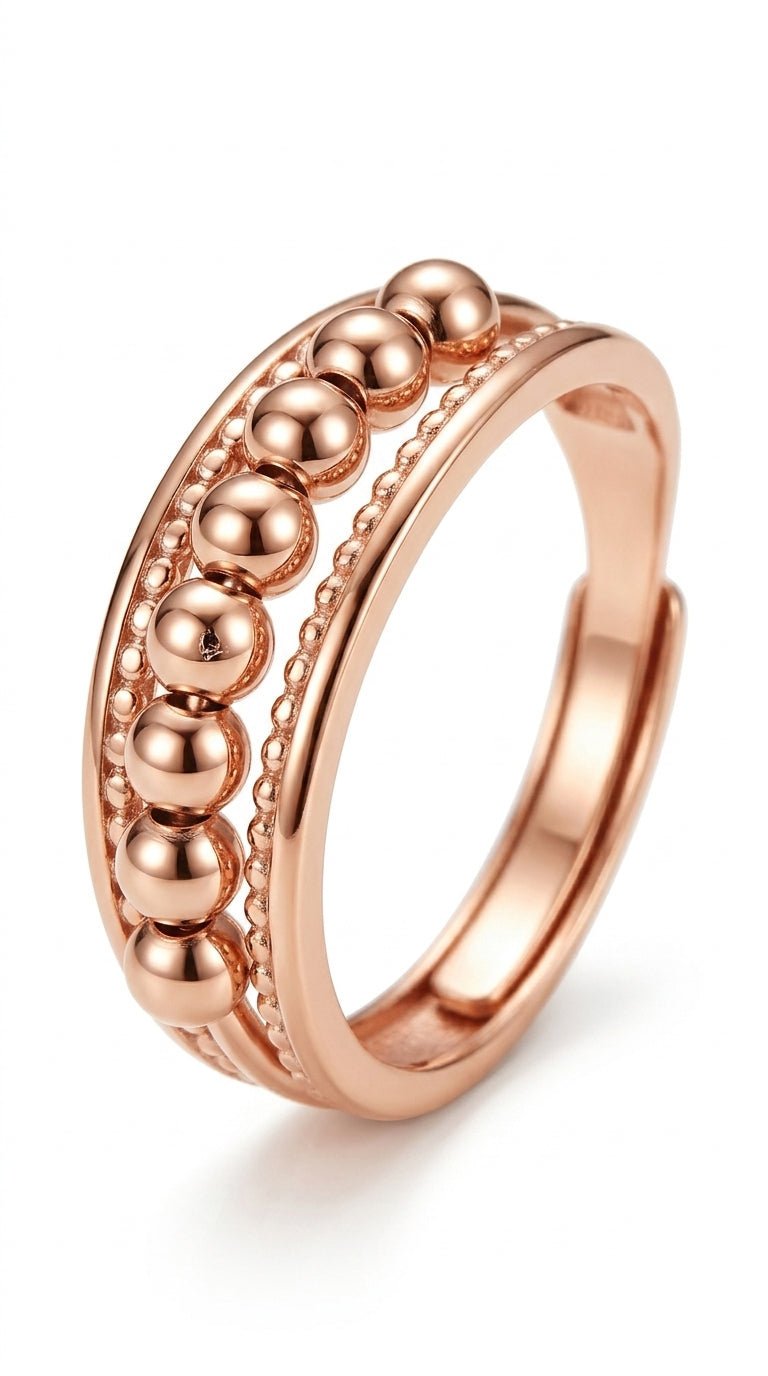 FIBO STEEL 9 Pcs Fidget Anxiety Rings for Women Men Spinner Rings for Anxiety Relieving Stress Open CZ Flower Moon Star Anti Rotatable Rings Adjustable