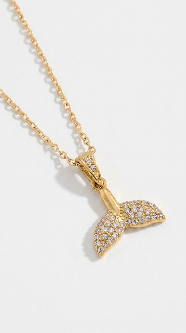 Strong Color Retention 18K Gold Ocean Series Pendant Gold Necklace