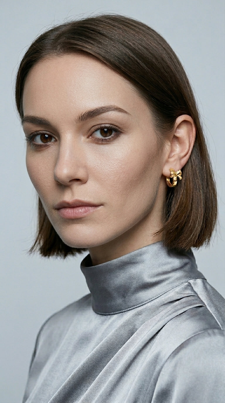 Bow Hoop Earrings Gold Bow Earrings Minimalist Elegant Ribbon Bowknot Earrings Small Huggie Hoops Earrings Fashion Statement Jewelry Gift for Women Girls