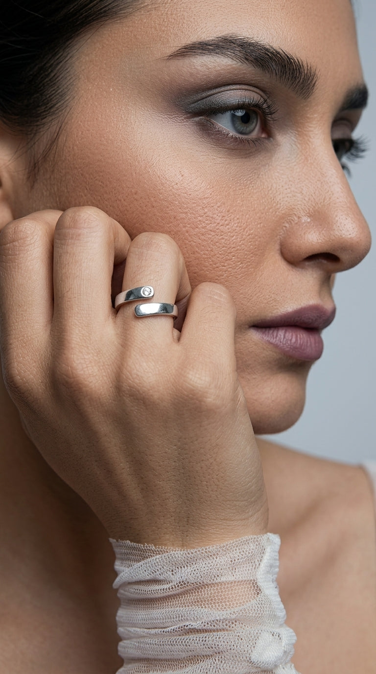 Fashionable Sterling Silver Couple Rings