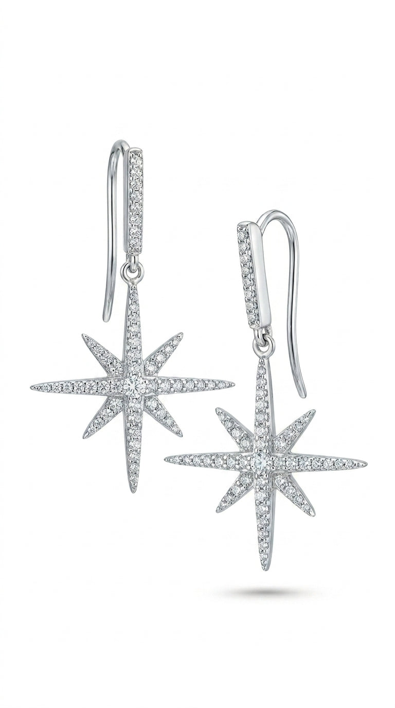 Star Earrings - Hexagram and Star Drop Earrings