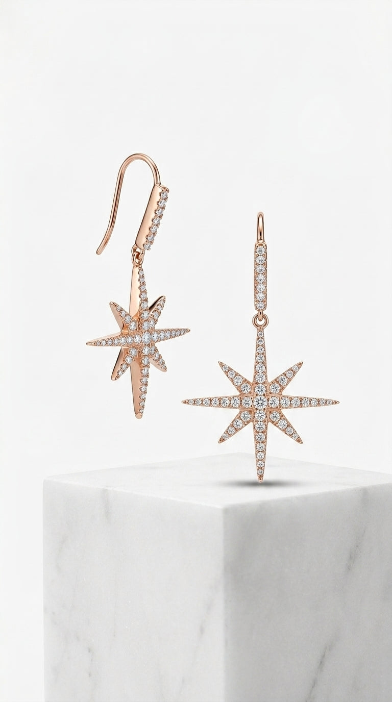Star Earrings - Hexagram and Star Drop Earrings