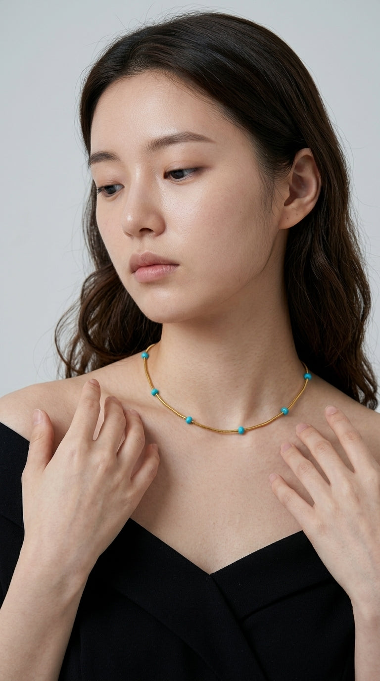 Titanium Steel Ball Drop Glaze Necklace For Women With A Colorless And Advanced Sense, Simple And Versatile Collar Chain Accessories