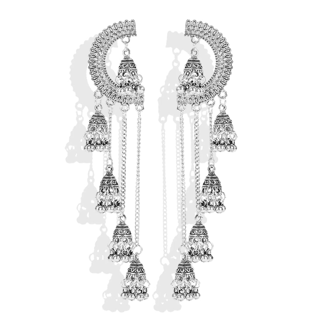 Indian Jhumka Earrings for Women Rhinestone Bell Pendant Earrings Ball Tassel Earrings Vintage Chandelier Earrings Boho Dangle Earrings Wedding Earrings