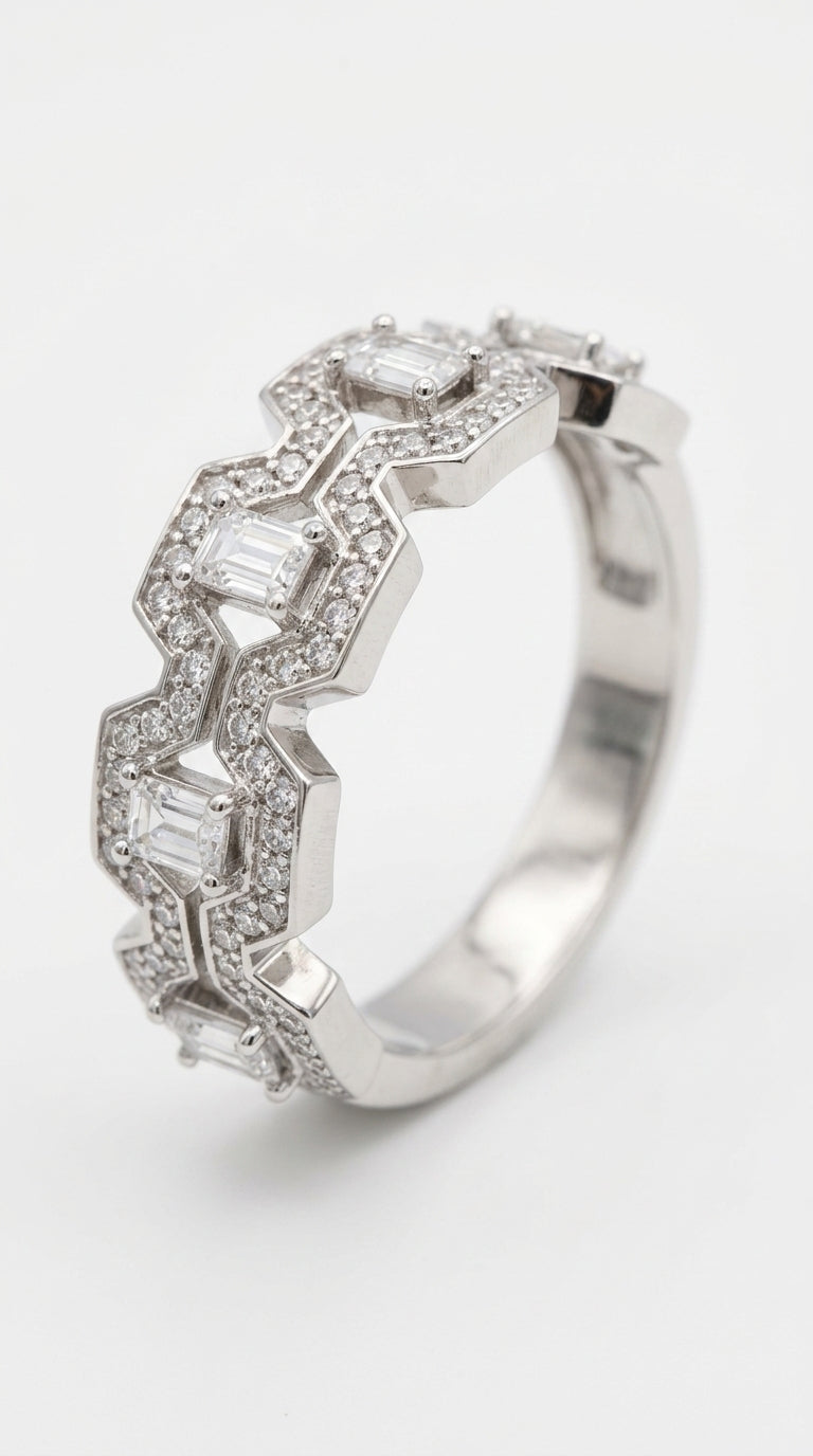 Vintage Rhinestone Inlaid Statement Ring