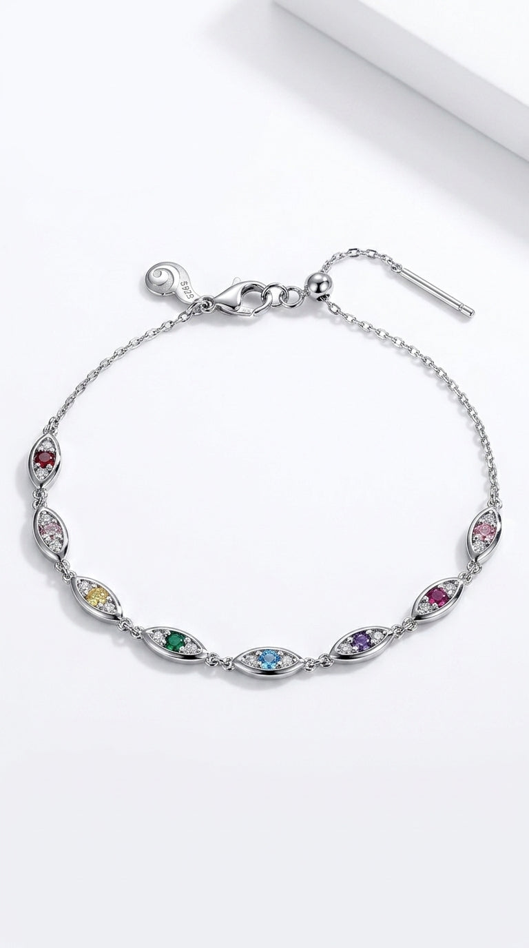 Platinum Colorful Devil's Eye Bracelet