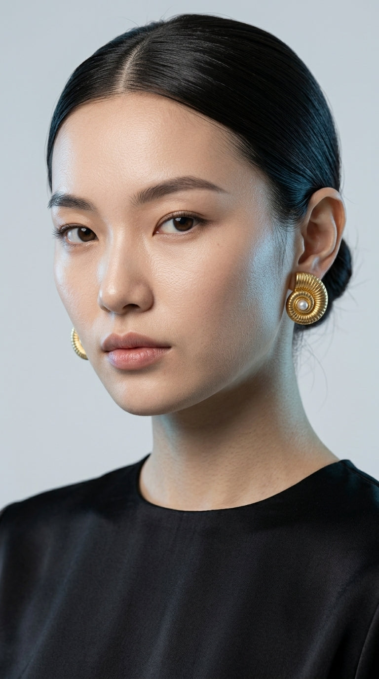 WOWORAMA Gold Conch Shell Earrings for Women Vintage Pearl Ocean Conch Seashell Earrings Boho Statement Sea Snail Stud Earrings Summer Beach Earrings Jewelry
