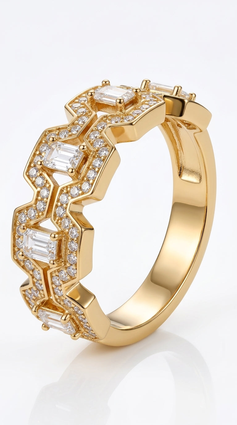 Vintage Rhinestone Inlaid Statement Ring