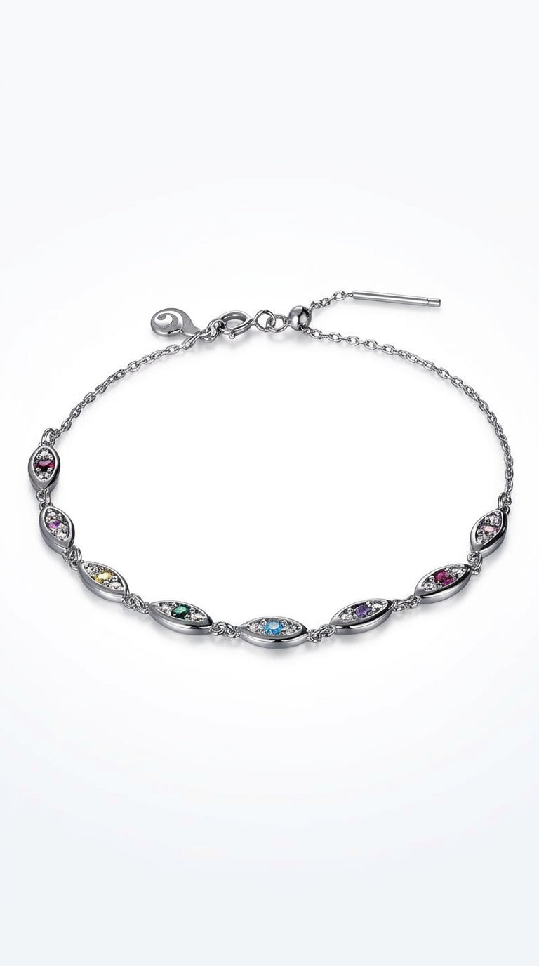 Platinum Colorful Devil's Eye Bracelet