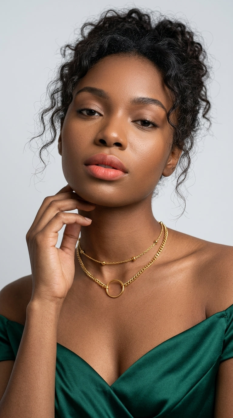 SUMENG New Arrival Fashion Modern Choker Necklace Two Layers Round Necklaces Gold Color Necklace Choker Jewelry For Women
