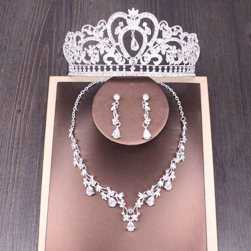 Bridal Rhinestone Crown Necklace Set Wedding Accessories LaDidier Jewelry
