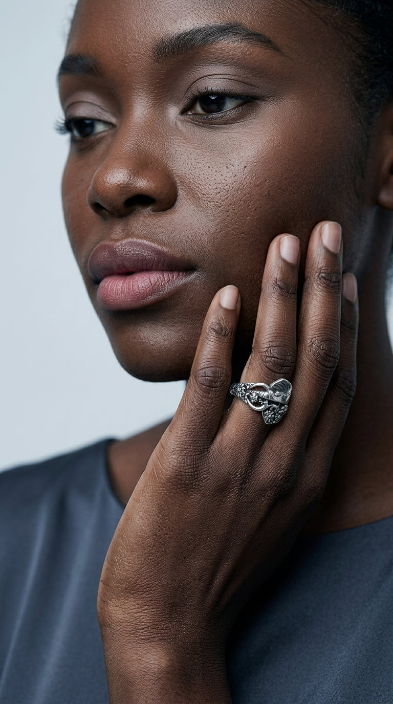 Zepmais Elephant Spoon Ring for Women - 925 Sterling Silver Vintage Flower Thumb Rings Boho Style Jewelry Statement Gifts for Mom Grandma