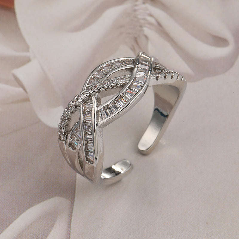 Couple Couple Rings Adjustable Cross Zircon Ring