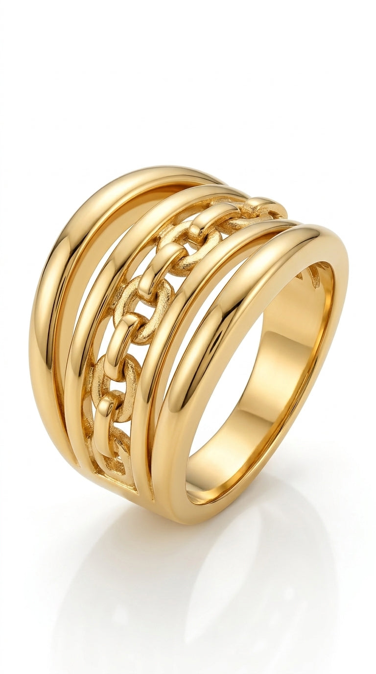 VNOX Thumb Gold Rings for Women 丨 14k Gold Plated Stainless Steel Chunky Statement Rings Twisted Braided Ring Stackable Rings Chunky Signet Ring for Womens Jewelry TrendySize 9