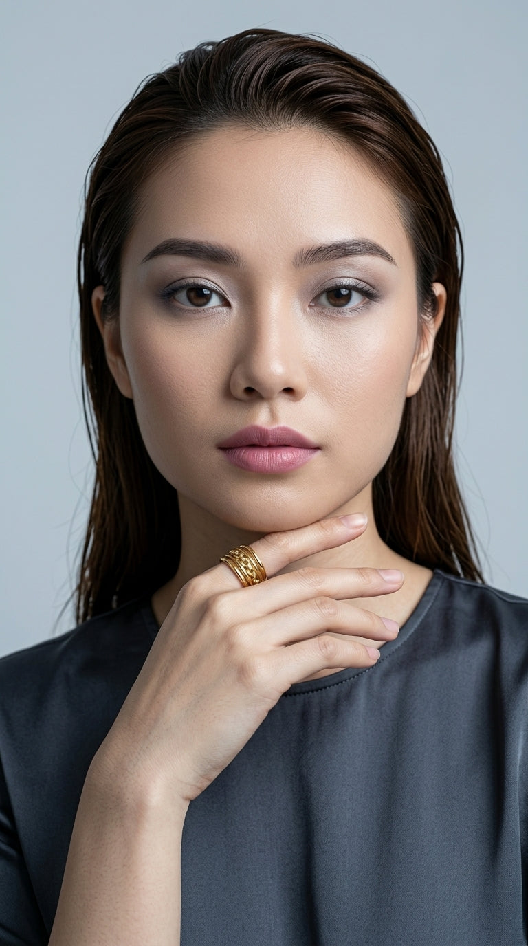 VNOX Thumb Gold Rings for Women 丨 14k Gold Plated Stainless Steel Chunky Statement Rings Twisted Braided Ring Stackable Rings Chunky Signet Ring for Womens Jewelry TrendySize 9