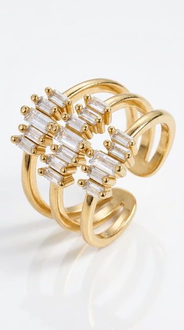 KissYan Gold Rings for Women 14K Gold Plated Adjustable Statement Irregular Geometric Diamond Chunky Finger Rings Twisted Open Stackable Band Rings Dainty Cubic Zirconia Jewelry Gifts(R27)