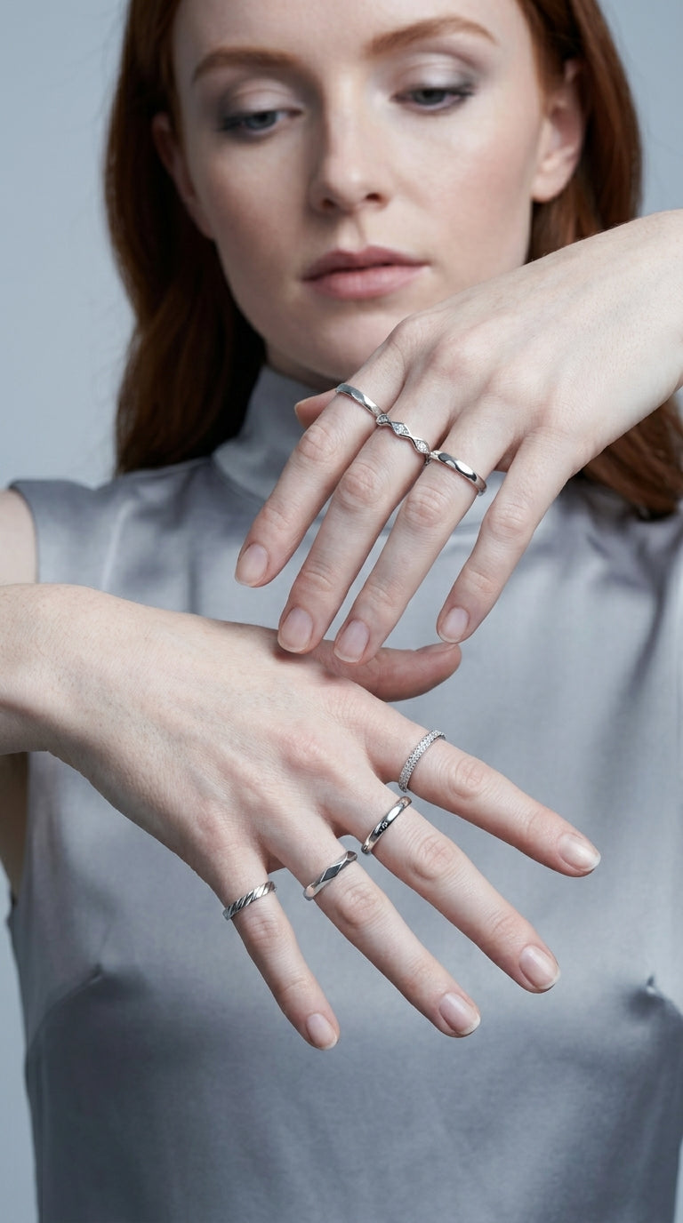 YADOCA 8Pcs 1MM 2MM Stainless Steel Rings for Women Men Minimalist Fashion Dainty Plain Thin Knuckle Stacking Midi Thumb Rings Stackable Statement Band Rings Set Silver Tone Size 7