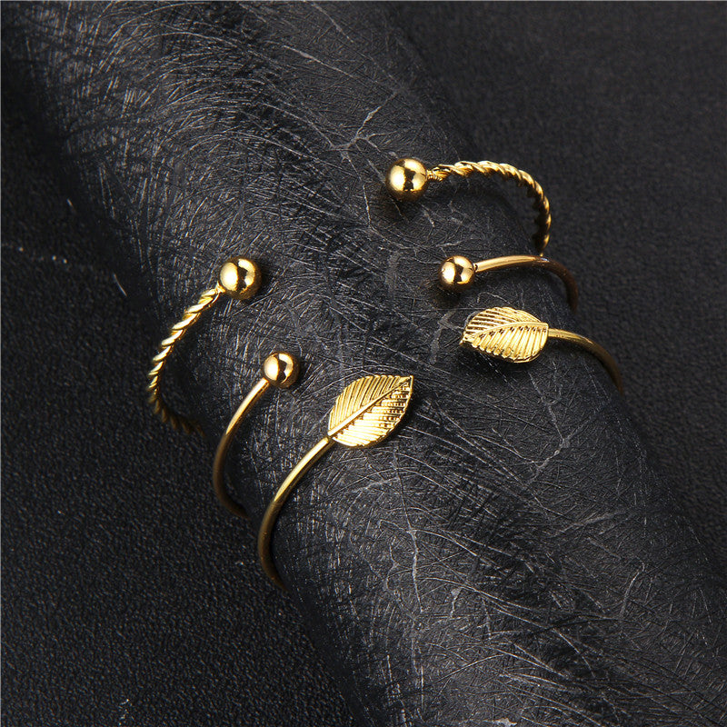 Boho Style Flower Starfish Buckle Circle Bracelet Set